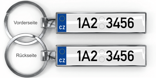 Tschechien Kennzeichen Schlüsselanhänger – Silber