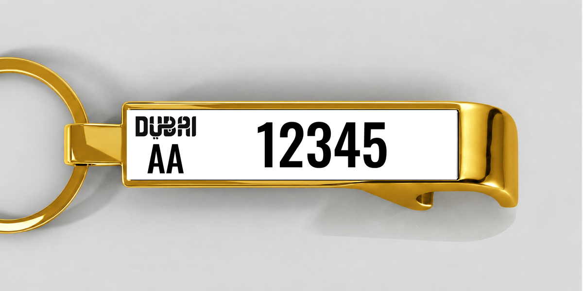 Dubai – Flaschenöffner mit personalisiertem Kennzeichen – Gold