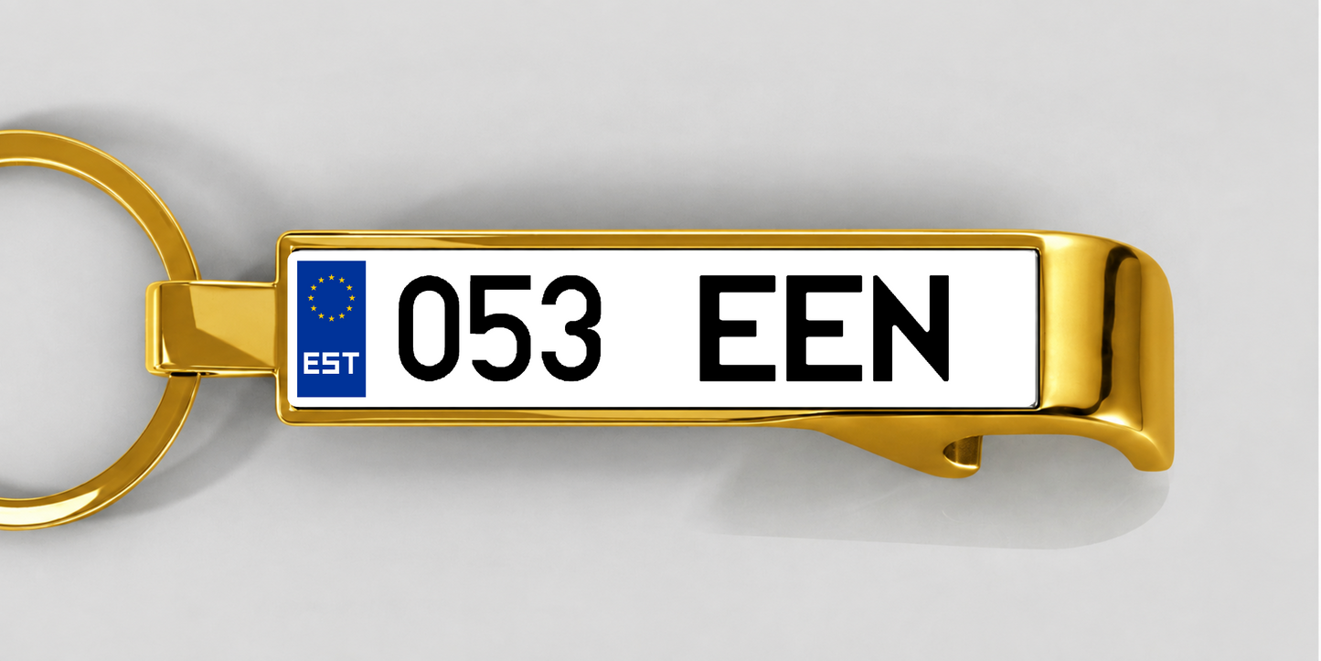 Estland – Flaschenöffner mit personalisiertem Kennzeichen – Gold
