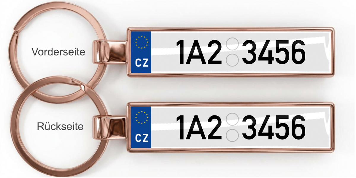Tschechien Kennzeichen Schlüsselanhänger – Roségold