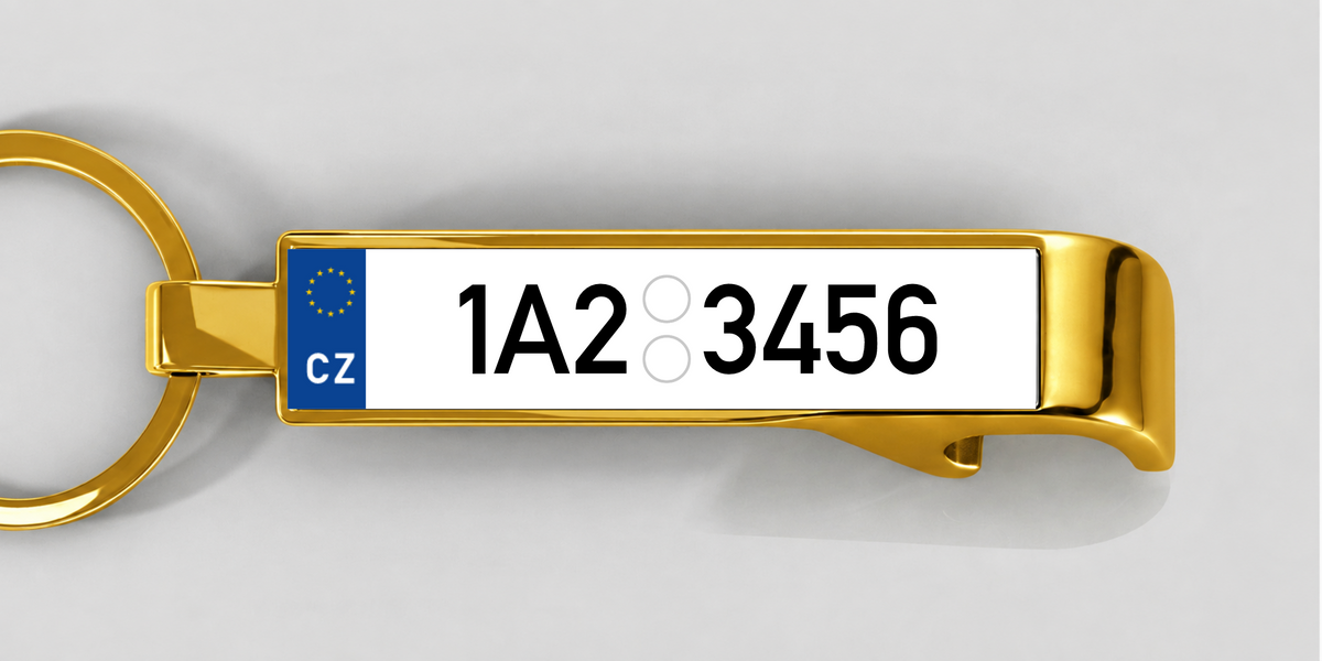 Tschechien – Flaschenöffner mit personalisiertem Kennzeichen – Gold
