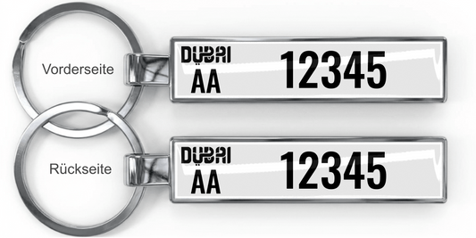 Dubai Kennzeichen Schlüsselanhänger – Silber