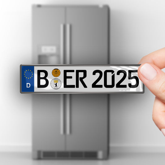 Kühlschrankmagnet aus Metall - Kennzeichen Deutschland - individuell personalisierbar