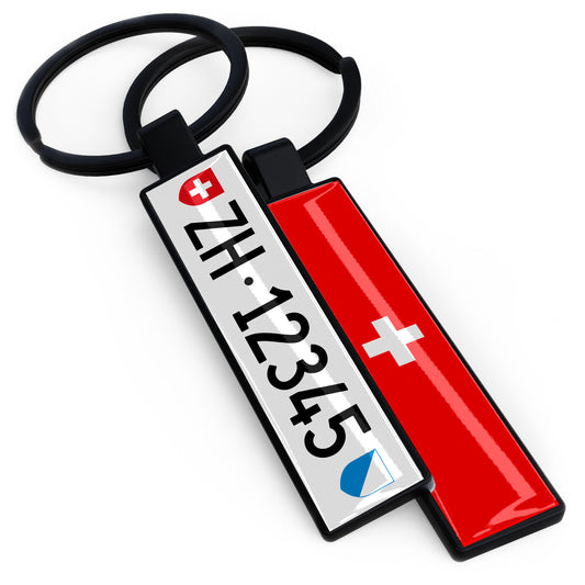 Schweizer Kennzeichen Schlüsselanhänger – Mini Autonummer Kontrollschild aus Metall