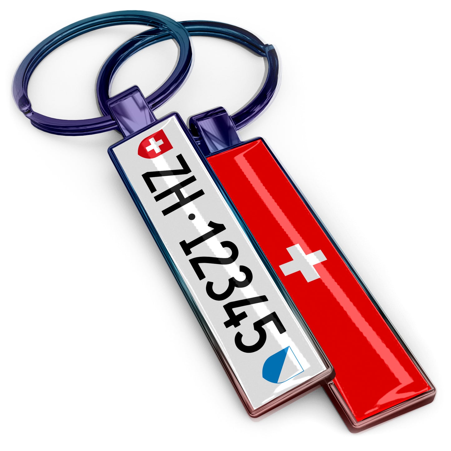 Schweizer Kennzeichen Schlüsselanhänger – Mini Autonummer Kontrollschild aus Metall
