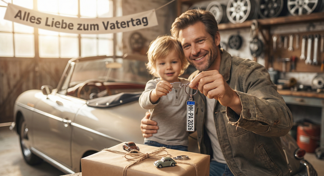 Vatertag Geschenk Auto - Personalisierter Kennzeichen Schlüsselanhänger