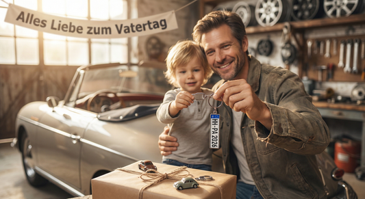 Vatertag Geschenk Auto - Personalisierter Kennzeichen Schlüsselanhänger