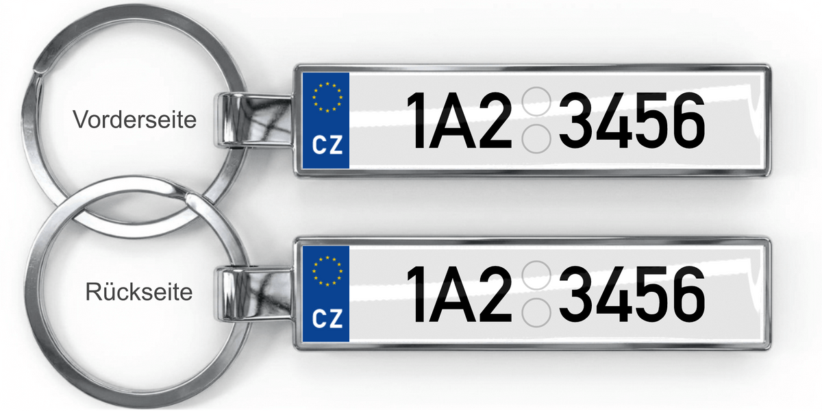 Tschechien Kennzeichen Schlüsselanhänger – Silber