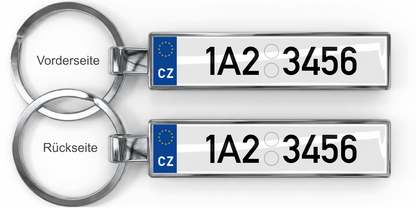 Tschechien Kennzeichen Schlüsselanhänger – Silber