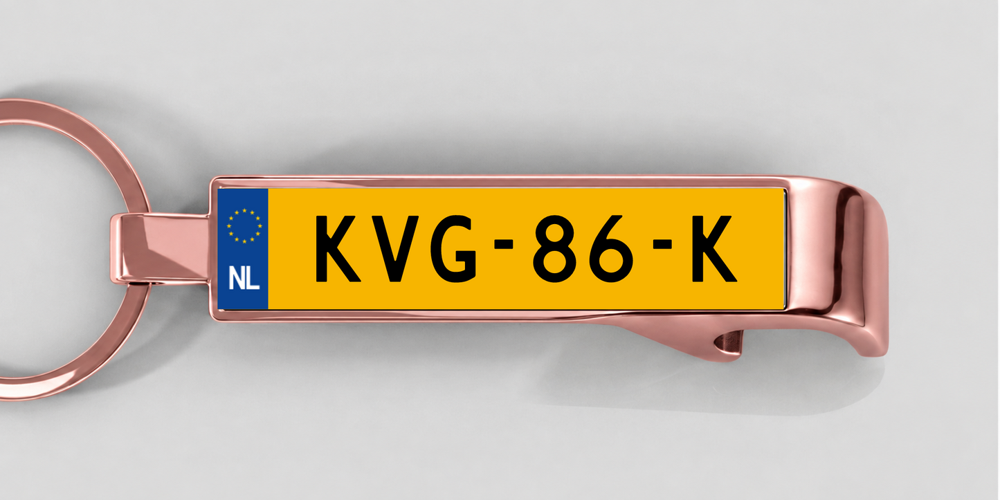 Niederlande – Flaschenöffner mit personalisiertem Kennzeichen – Roségold