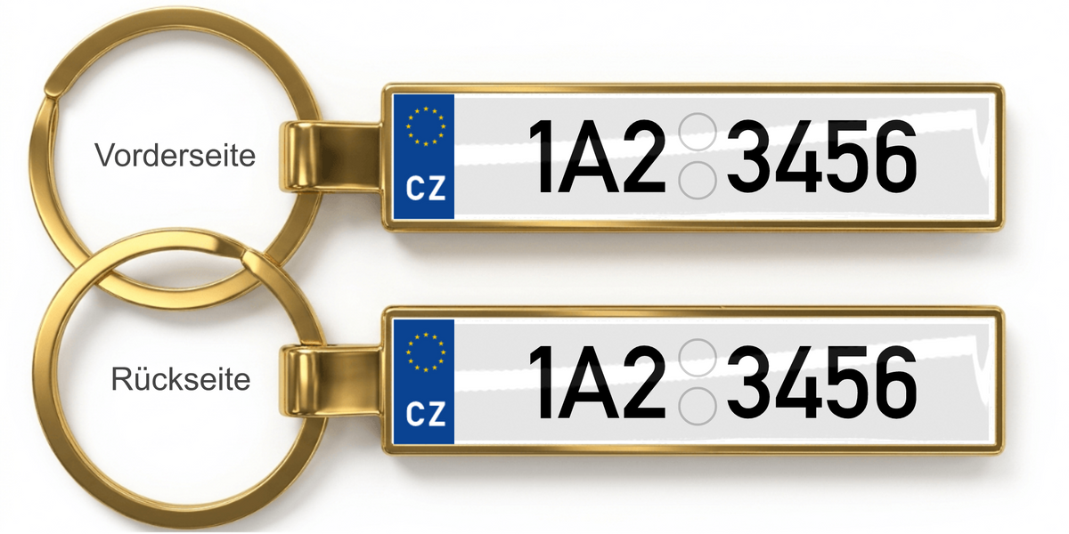 Tschechien Kennzeichen Schlüsselanhänger – Gold