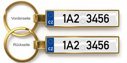 Tschechien Kennzeichen Schlüsselanhänger – Gold
