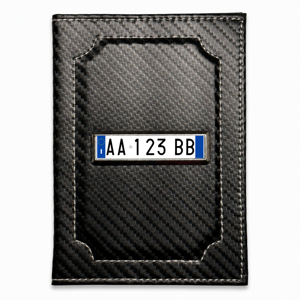 Italien – Fahrzeugschein-Hülle mit personalisiertem Kennzeichen – Carbon