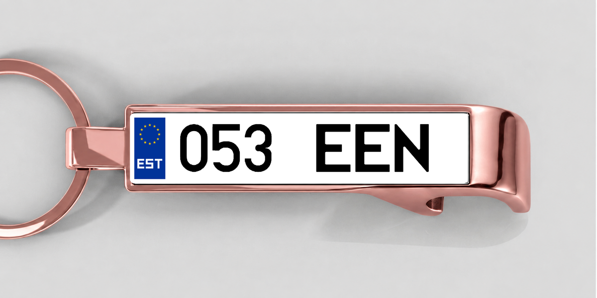 Estland – Flaschenöffner mit personalisiertem Kennzeichen – Roségold