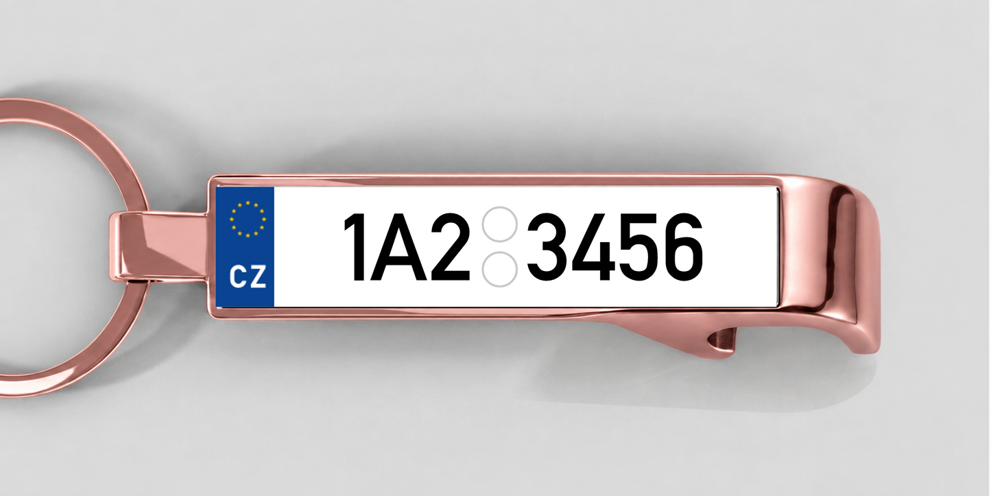 Tschechien – Flaschenöffner mit personalisiertem Kennzeichen – Roségold