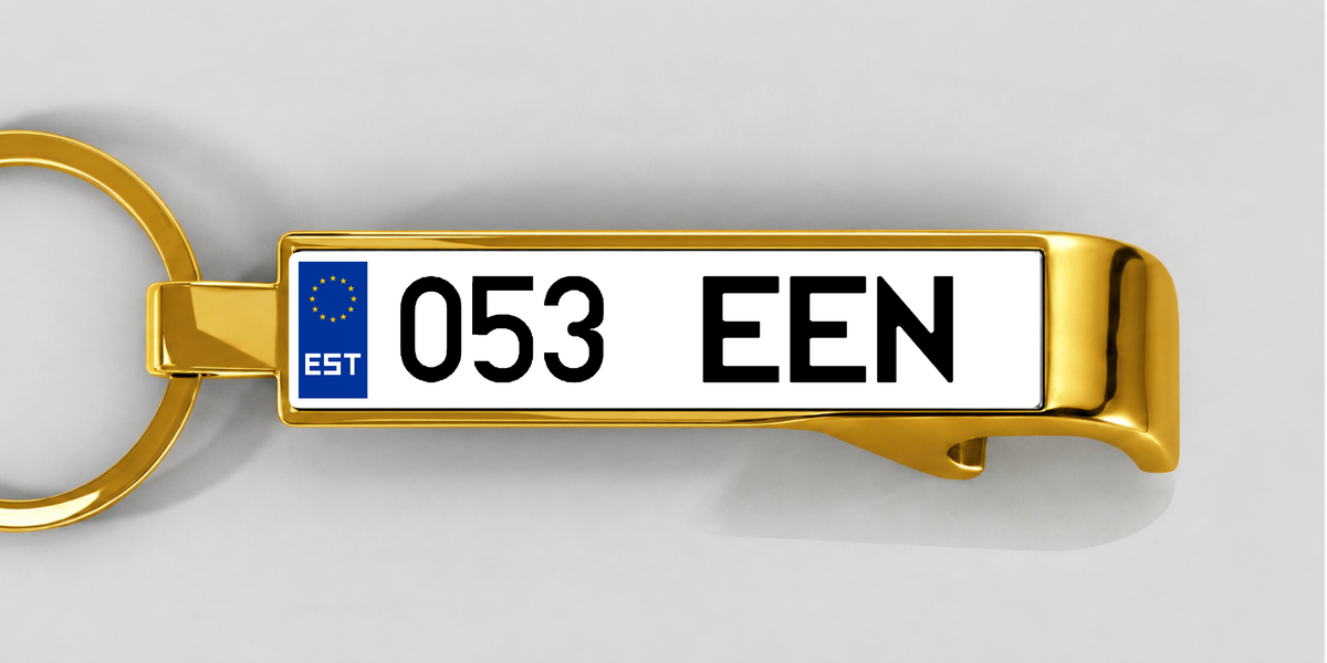 Estland – Flaschenöffner mit personalisiertem Kennzeichen – Gold