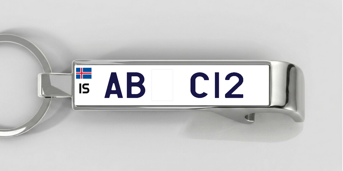 Island – Flaschenöffner mit personalisiertem Kennzeichen – Silber