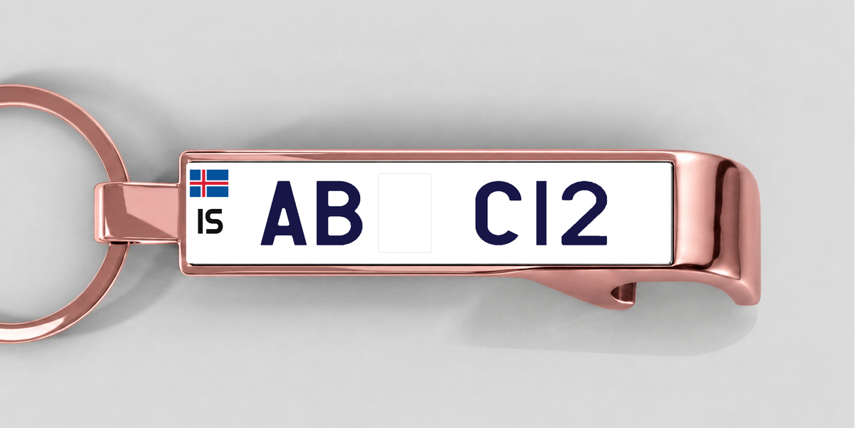 Island – Flaschenöffner mit personalisiertem Kennzeichen – Roségold