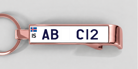 Island – Flaschenöffner mit personalisiertem Kennzeichen – Roségold