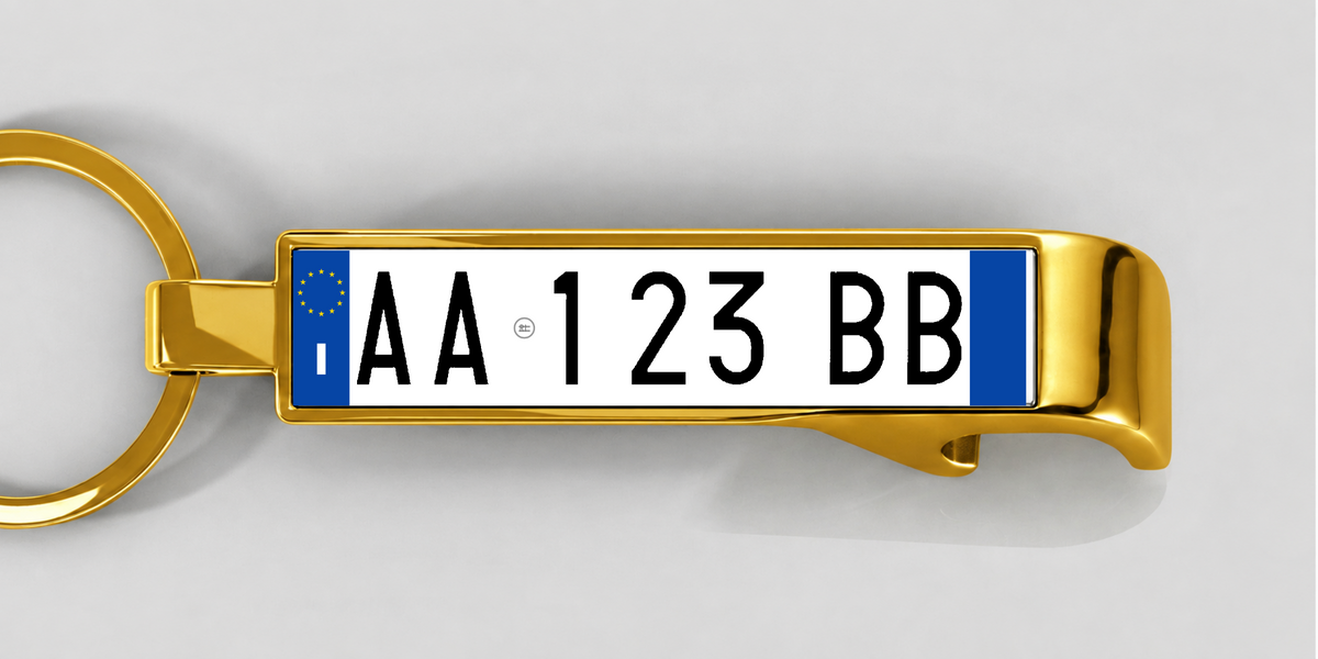 Italien – Flaschenöffner mit personalisiertem Kennzeichen – Gold