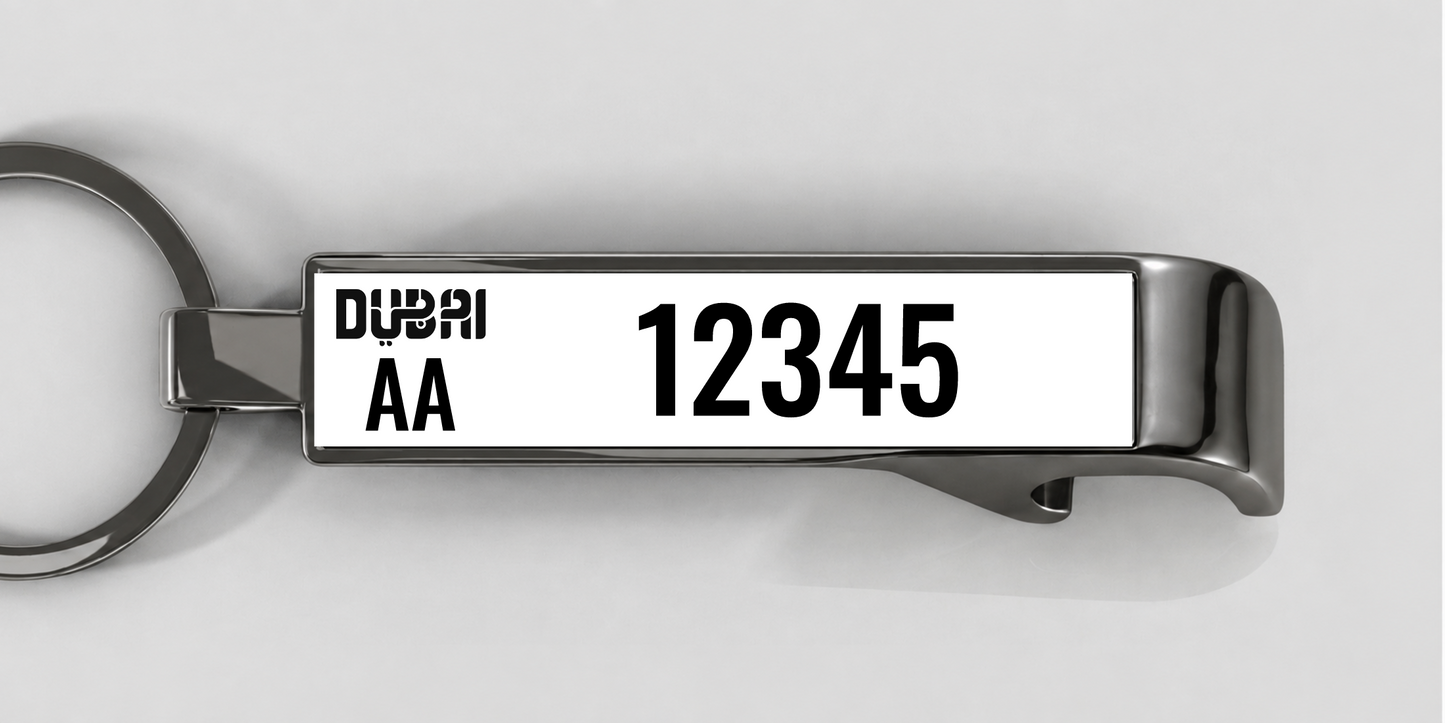Dubai – Flaschenöffner mit personalisiertem Kennzeichen – Gunmetal