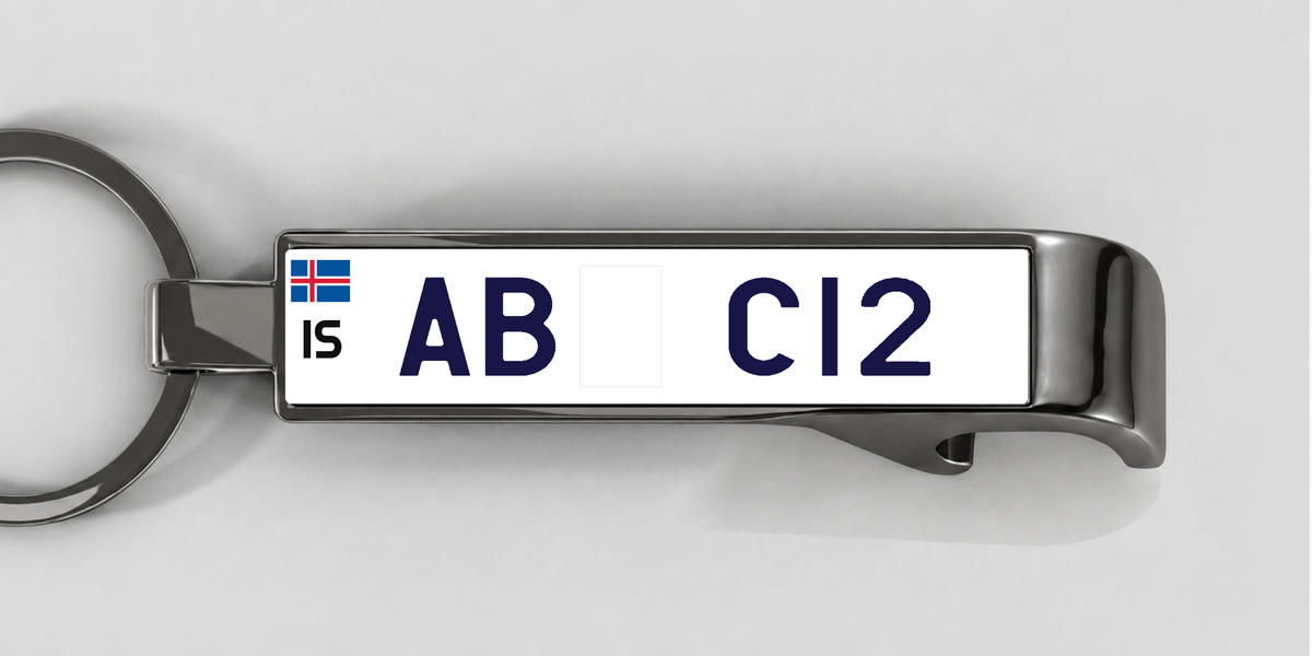 Island – Flaschenöffner mit personalisiertem Kennzeichen – Gunmetal