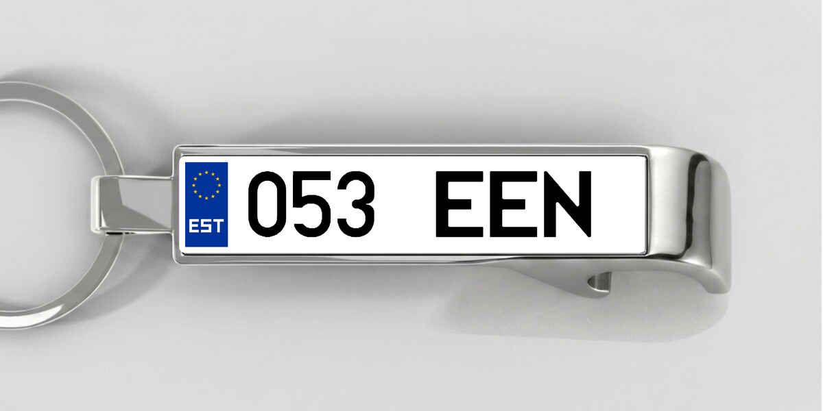 Estland – Flaschenöffner mit personalisiertem Kennzeichen – Silber