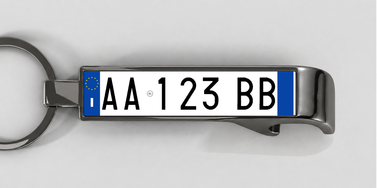 Italien – Flaschenöffner mit personalisiertem Kennzeichen – Gunmetal