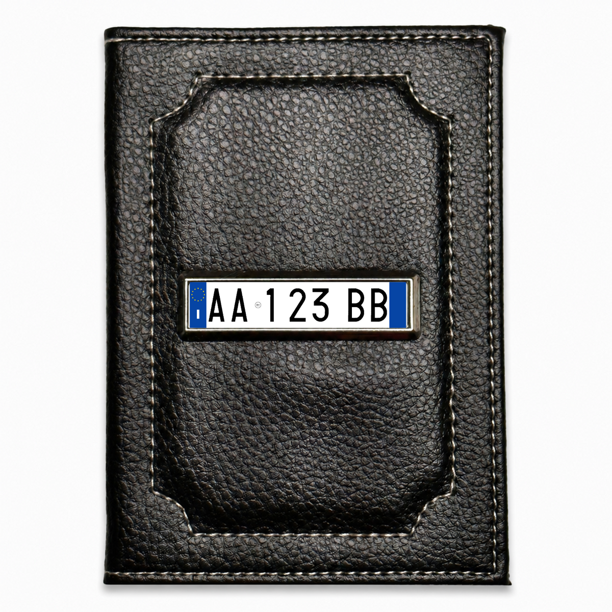 Italien – Fahrzeugschein-Hülle mit personalisiertem Kennzeichen – Schwarz