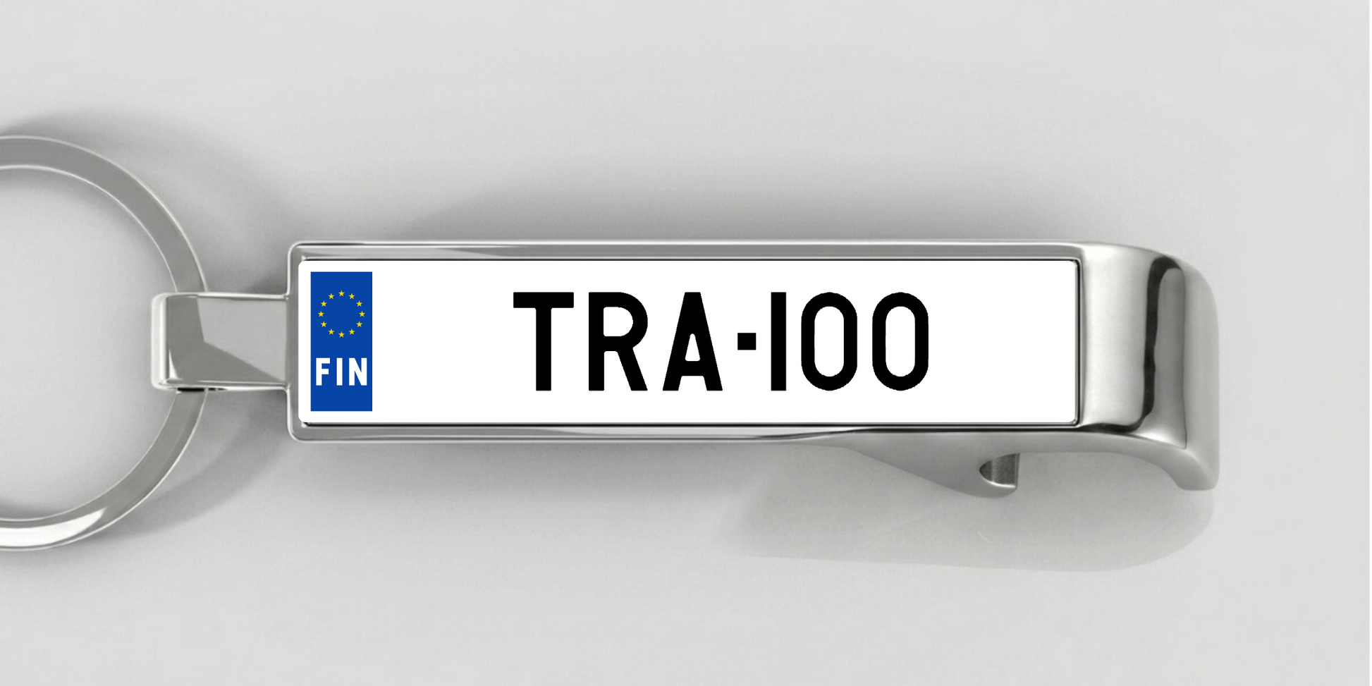 Finnland – Flaschenöffner mit personalisiertem Kennzeichen – Silber