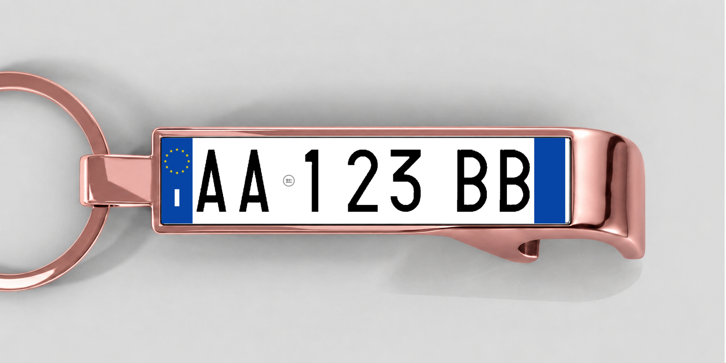 Italien – Flaschenöffner mit personalisiertem Kennzeichen – Roségold