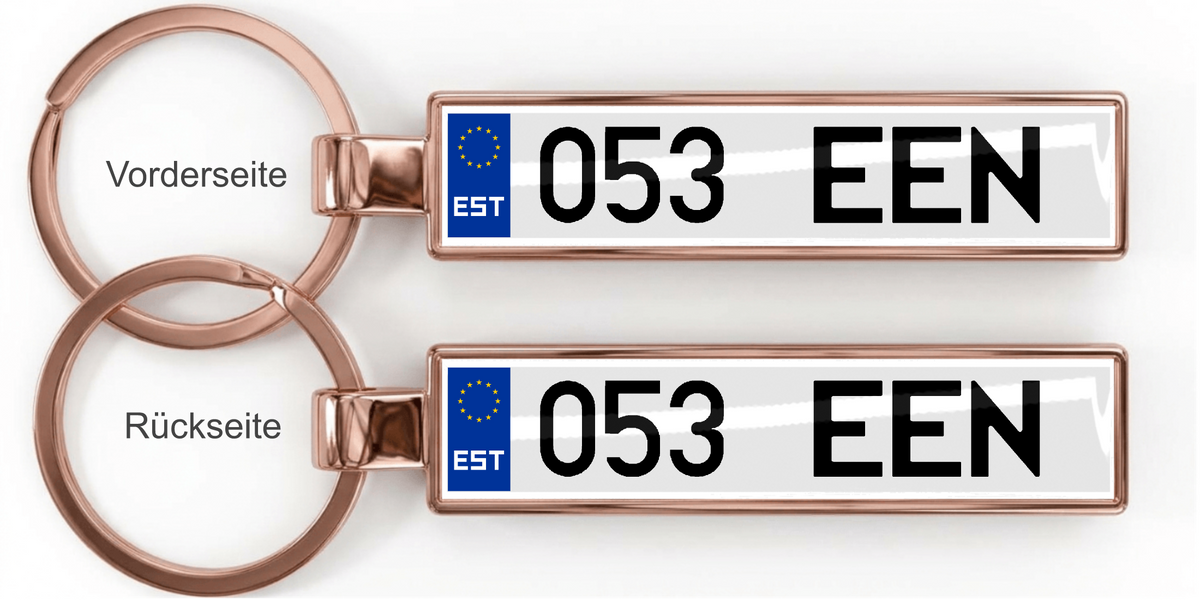 Estland Kennzeichen Schlüsselanhänger – Roségold
