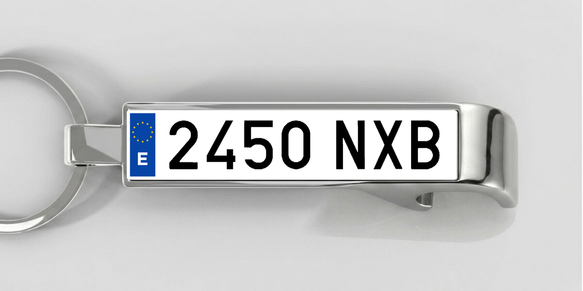 Spanien – Flaschenöffner mit personalisiertem Kennzeichen – Silber