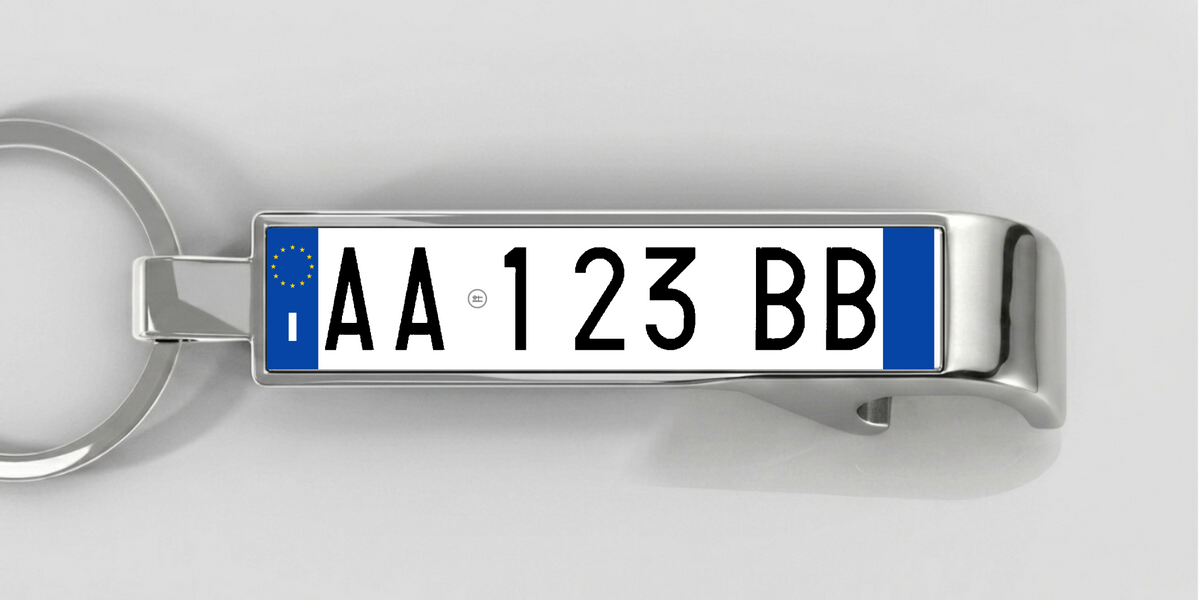 Italien – Flaschenöffner mit personalisiertem Kennzeichen – Silber
