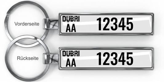 Dubai Kennzeichen Schlüsselanhänger – Mini Nummernschild Metall