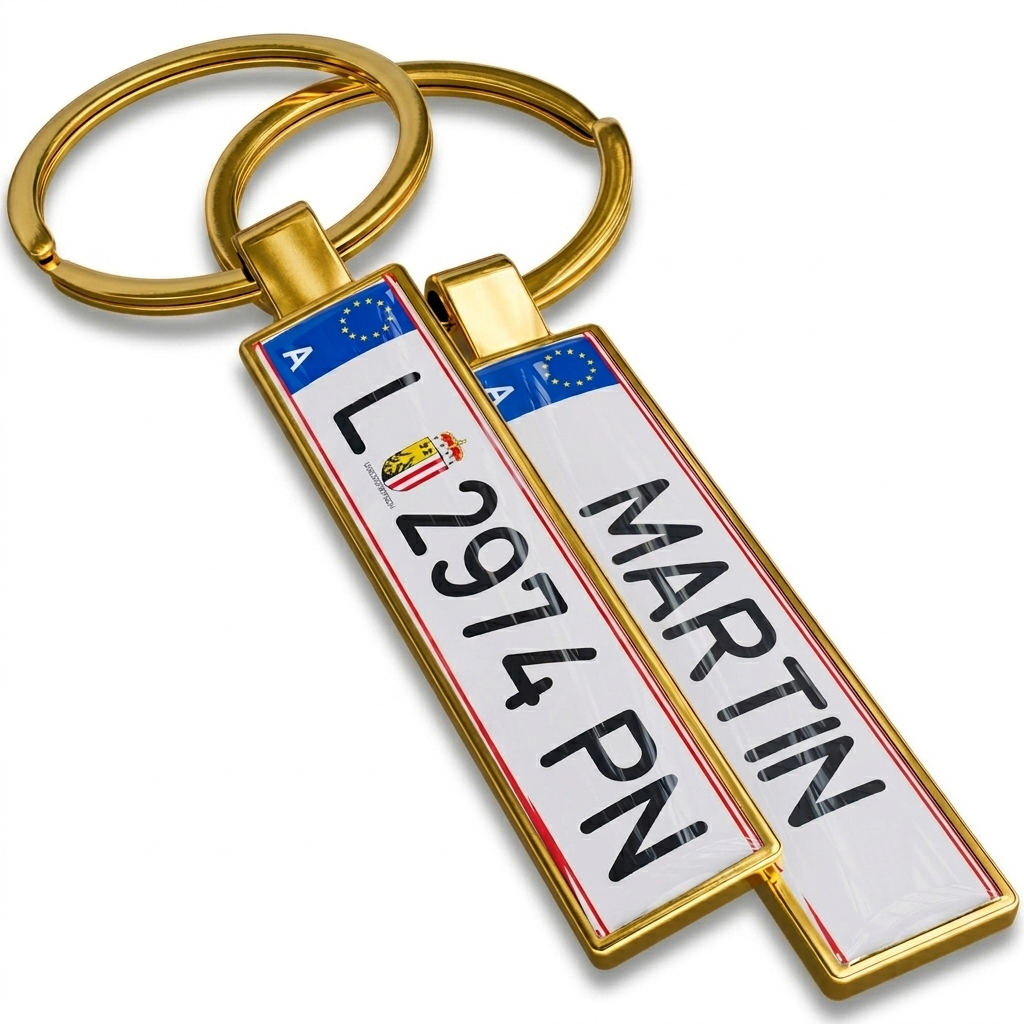 Österreich Kennzeichen Schlüsselanhänger Mini Nummernschild Metall