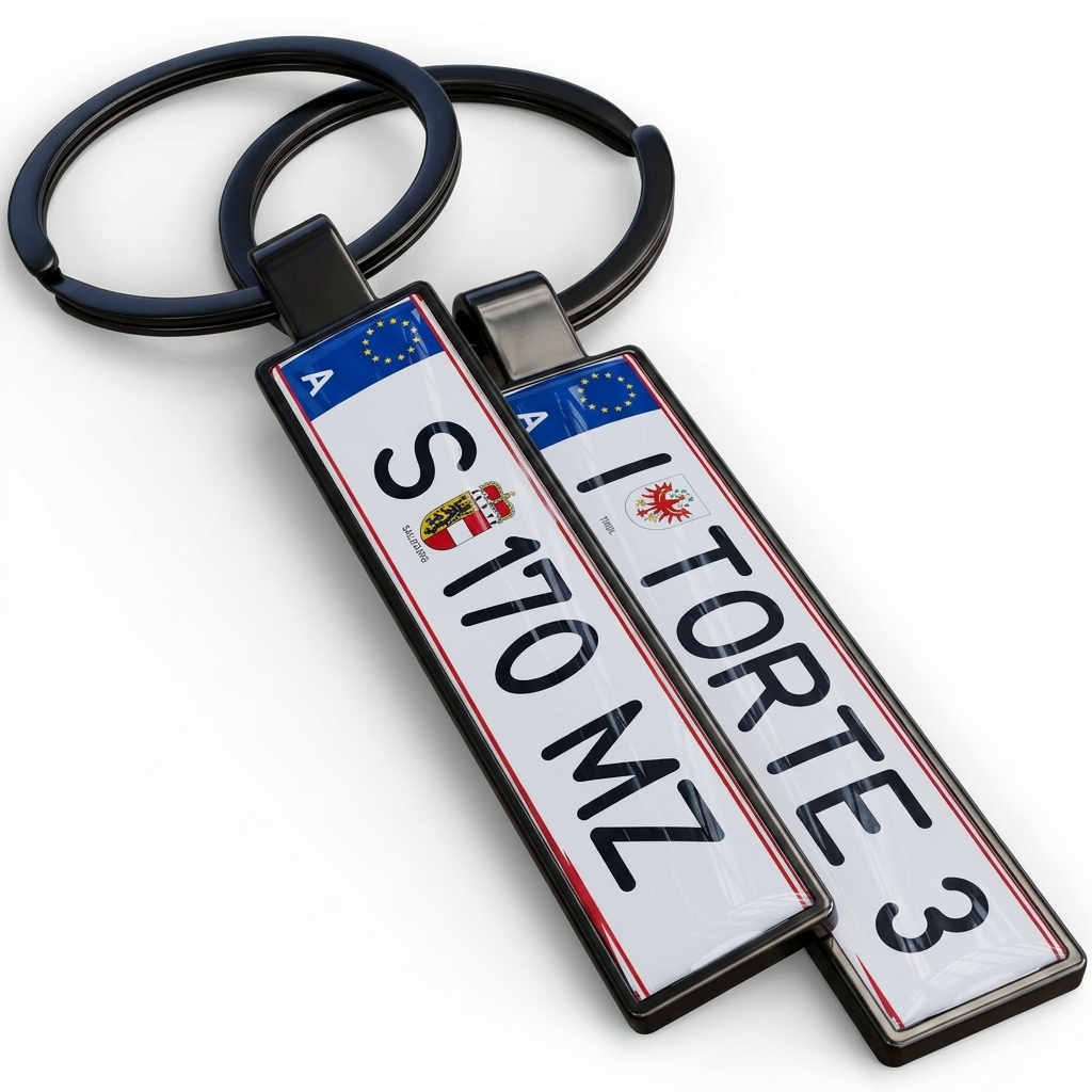 Österreich Kennzeichen Schlüsselanhänger Mini Nummernschild Metall